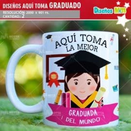 DISEÑOS PARA SUBLIMAR TAZAS FELICIDADES EN TU GRADO