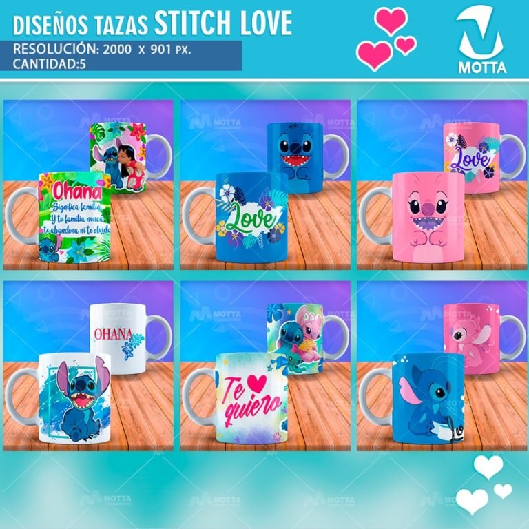 DISEÑOS SUBLIMACIÓN PARA TAZAS DE STITCH MOTTAPLANTILLAS