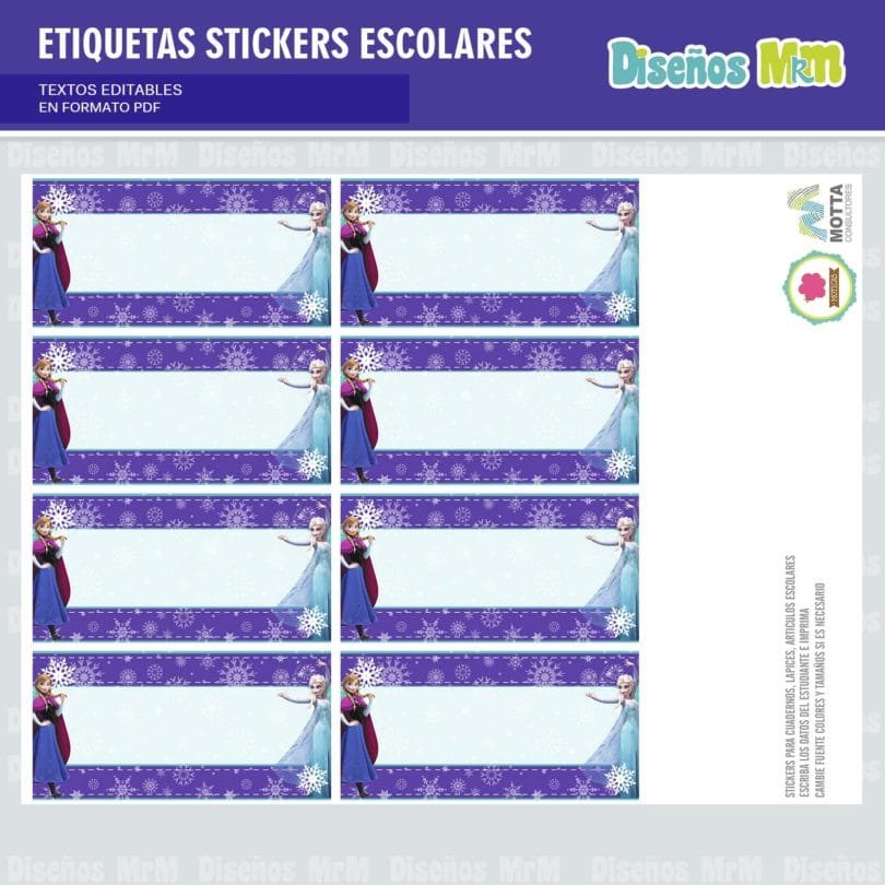 ETIQUETAS STICKERS ESCOLARES FROZEN OLAF