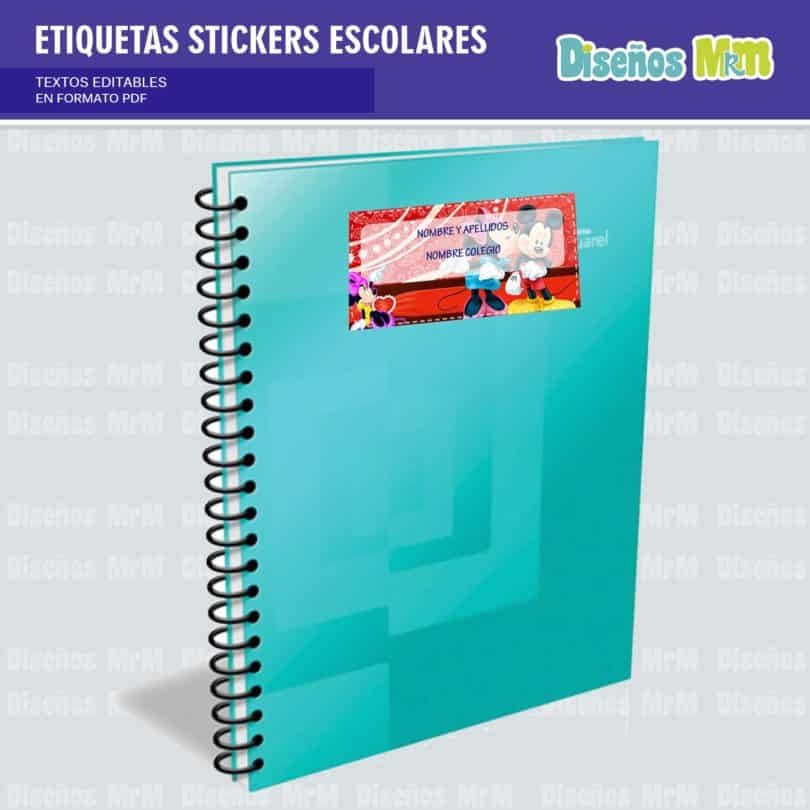 ETIQUETAS STICKERS ESCOLARES MINIE MOUSE