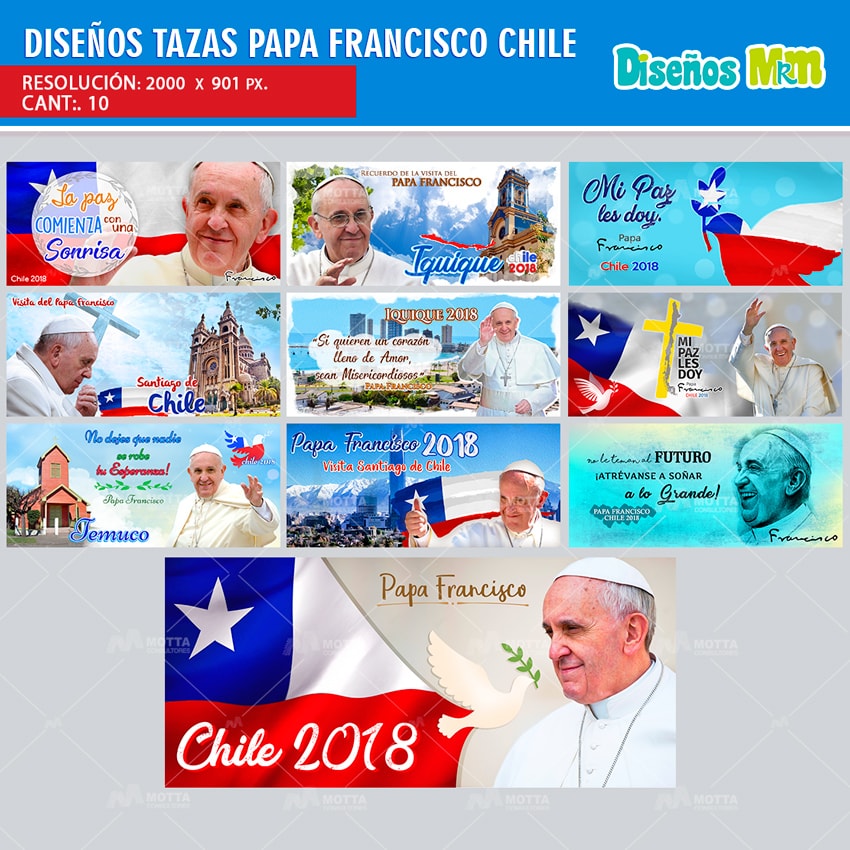 PAPA FRANCISCO EN CHILE DISEÑOS PARA TAZON