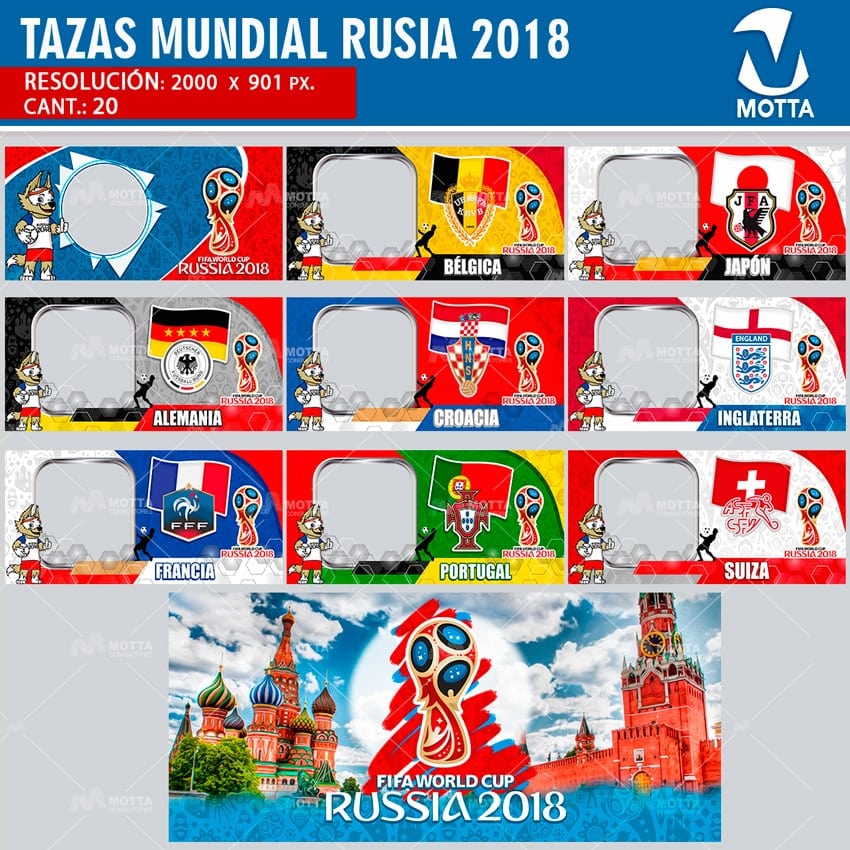 DISEÑOS PARA SUBLIMAR TAZAS MUNDIAL RUSIA FIFA 2018