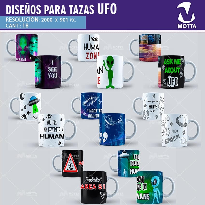 DISEÑOS PARA SUBLIMAR TAZAS DE OVNIS - UFO