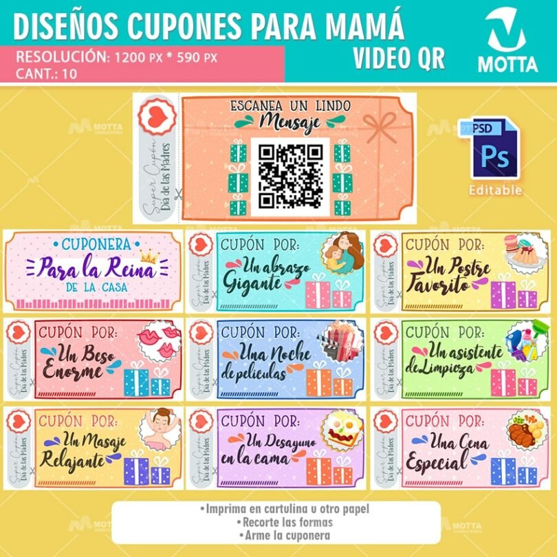 DISEÑOS DE CUPONES DE REGALO PARA DAR A MAMA EN SU DÍA