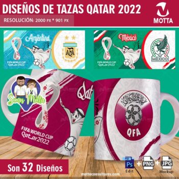 DISEÑOS DE TAZAS QATAR 2022 FUTBOL FIFA