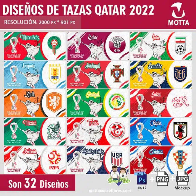 DISEÑOS DE TAZAS QATAR 2022 FUTBOL FIFA