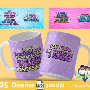 DISEÑOS CREATIVOS PARA TAZAS CON MENSAJES POSITIVOS